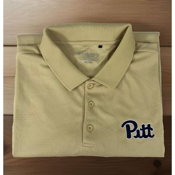 Pittsburgh Panthers Columbia Golf Polo Shirt Mens  2XL Wheat-yellow‎ - Picture 2 of 11